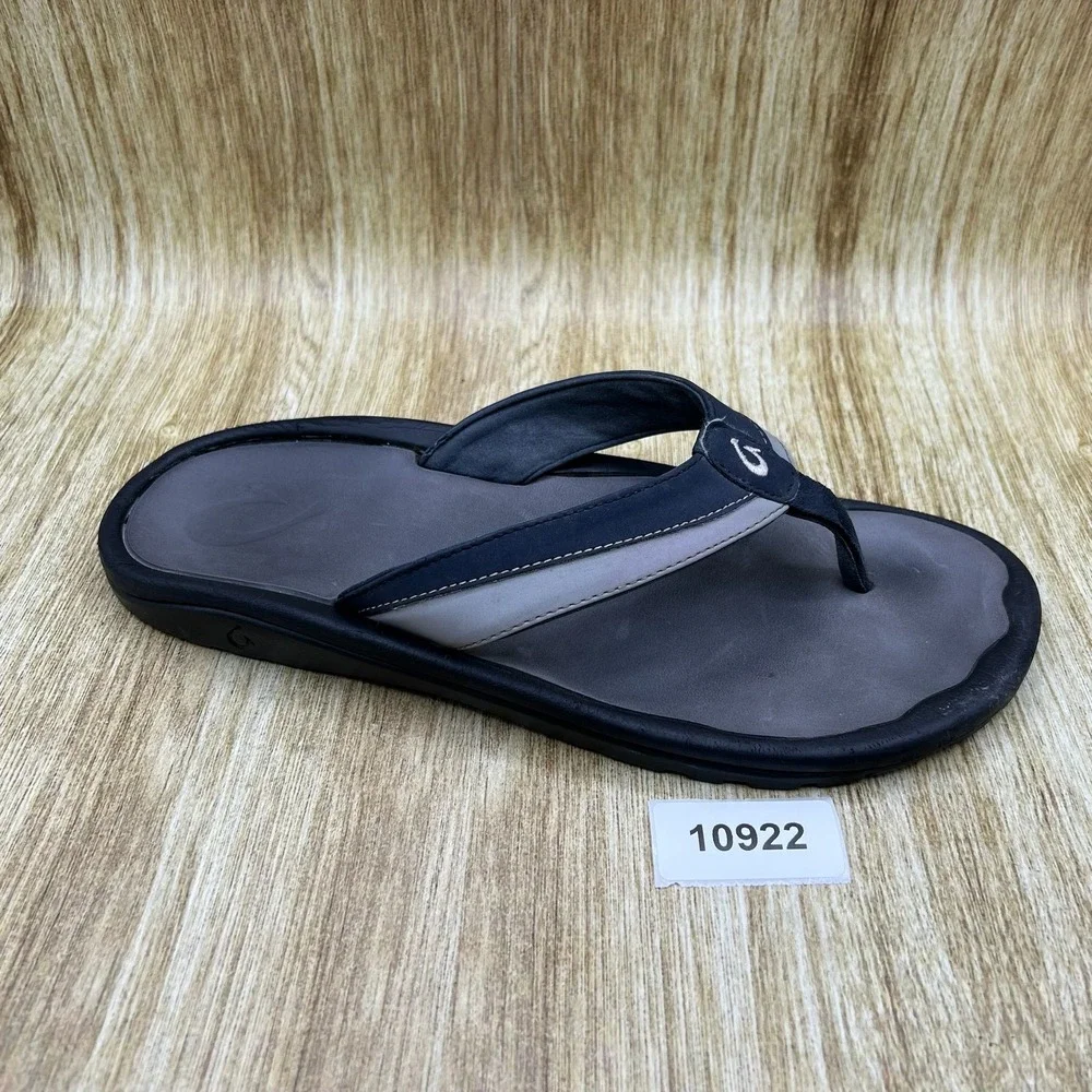 Olukai Ohana Flip Flops Men's Size 12 Black Gray Water Resistant Sandals